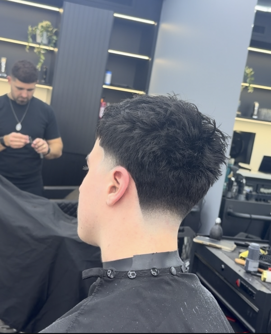 Textured taper fade at Mr Pinks Barbers